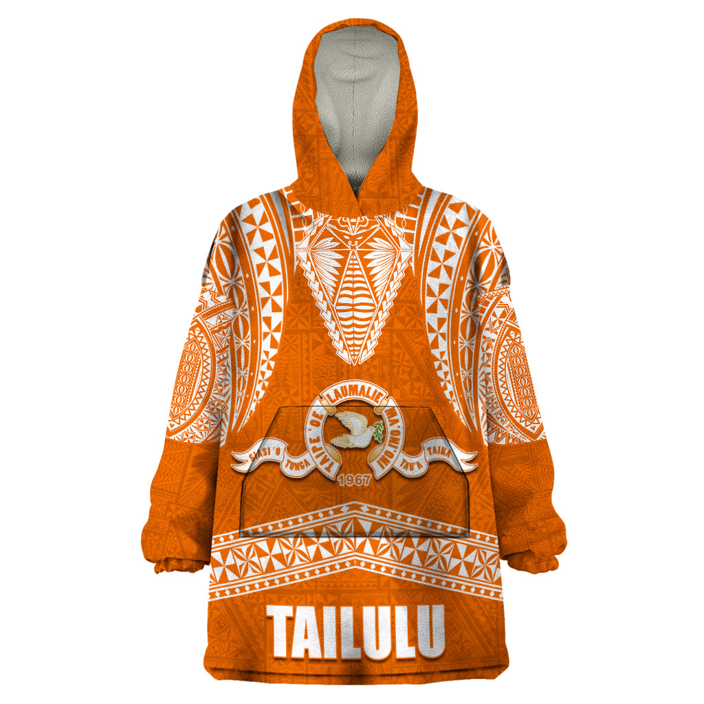 Tonga Tailulu College Wearable Blanket Hoodie Traditional Ngatu and Polynesian Pattern LT03 One Size Orange - Polynesian Pride