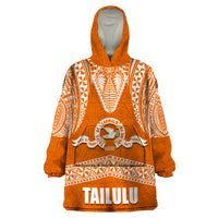 Tonga Tailulu College Wearable Blanket Hoodie Traditional Ngatu and Polynesian Pattern LT03 One Size Orange - Polynesian Pride