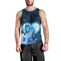 Dolphin Couple Love Story Valentine Day Men Tank Top With Polynesian Tribal Tattoo Blue Style LT03 - Polynesian Pride