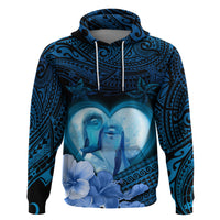 Dolphin Couple Love Story Valentine Day Zip Hoodie With Polynesian Tribal Tattoo Blue Style LT03 Pullover Hoodie Blue - Polynesian Pride