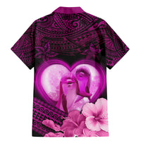 Dolphin Couple Love Story Valentine Day Family Matching Mermaid Dress and Hawaiian Shirt With Polynesian Tribal Tattoo Pink Style LT03 - Polynesian Pride