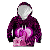 Dolphin Couple Love Story Valentine Day Kid Hoodie With Polynesian Tribal Tattoo Pink Style LT03 Hoodie Pink - Polynesian Pride