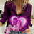 Dolphin Couple Love Story Valentine Day Women Casual Shirt With Polynesian Tribal Tattoo Pink Style LT03 Female Pink - Polynesian Pride