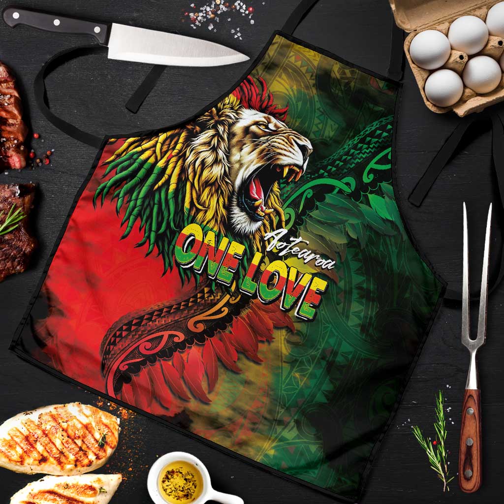 Aotearoa One Love Apron Reggae Lion with Kakahu Huruhuru