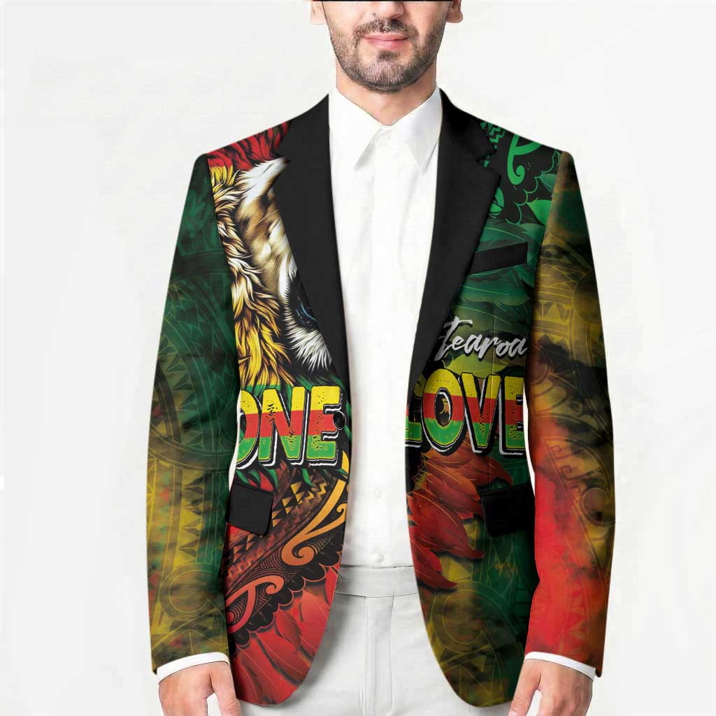 Aotearoa One Love Blazer Reggae Lion with Kakahu Huruhuru