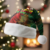 Aotearoa One Love Christmas Santa Hat Reggae Lion with Kakahu Huruhuru