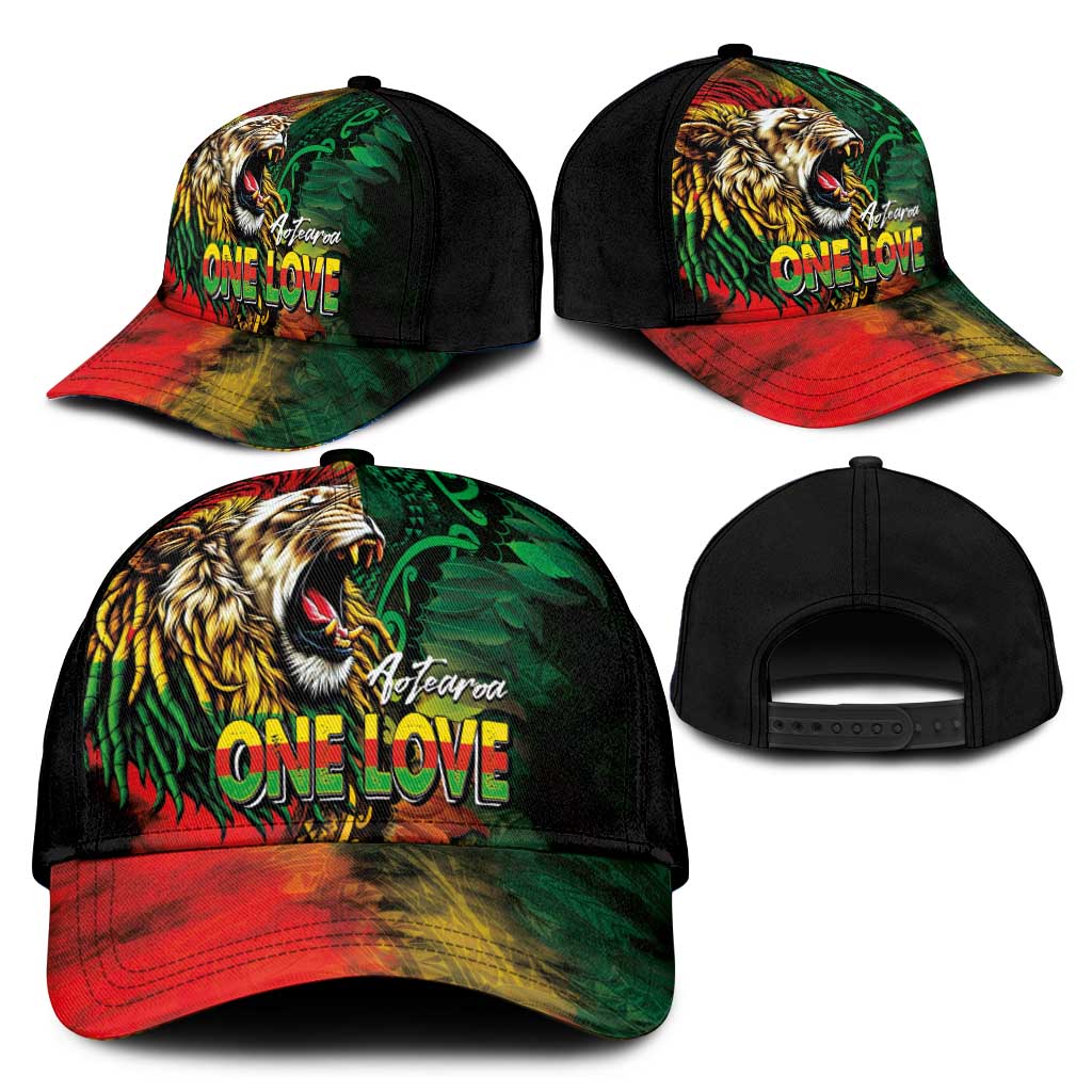 Aotearoa One Love Classic Cap Reggae Lion with Kakahu Huruhuru