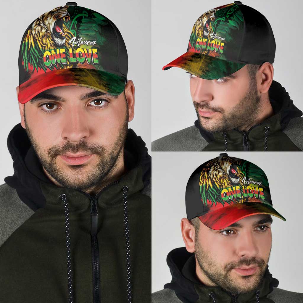 Aotearoa One Love Classic Cap Reggae Lion with Kakahu Huruhuru