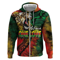 Aotearoa One Love Hoodie Reggae Lion with Kakahu Huruhuru