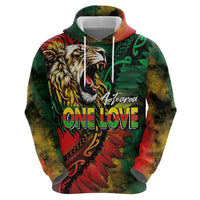Aotearoa One Love Hoodie Reggae Lion with Kakahu Huruhuru