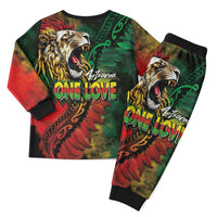 Aotearoa One Love Christmas Pajama Set Reggae Lion with Kakahu Huruhuru