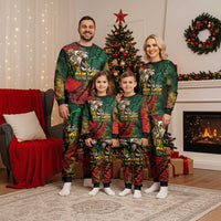 Aotearoa One Love Christmas Pajama Set Reggae Lion with Kakahu Huruhuru