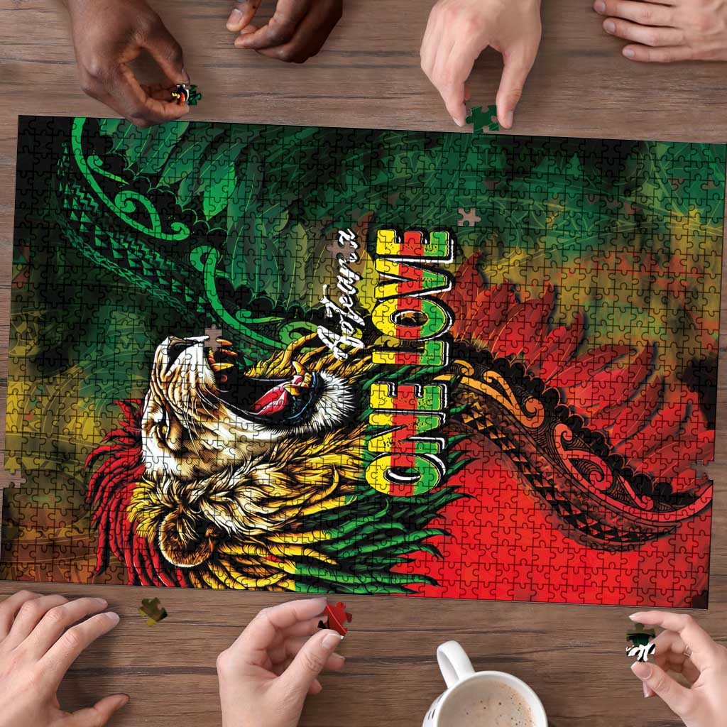 Aotearoa One Love Puzzle Reggae Lion with Kakahu Huruhuru LT03 - Polynesian Pride