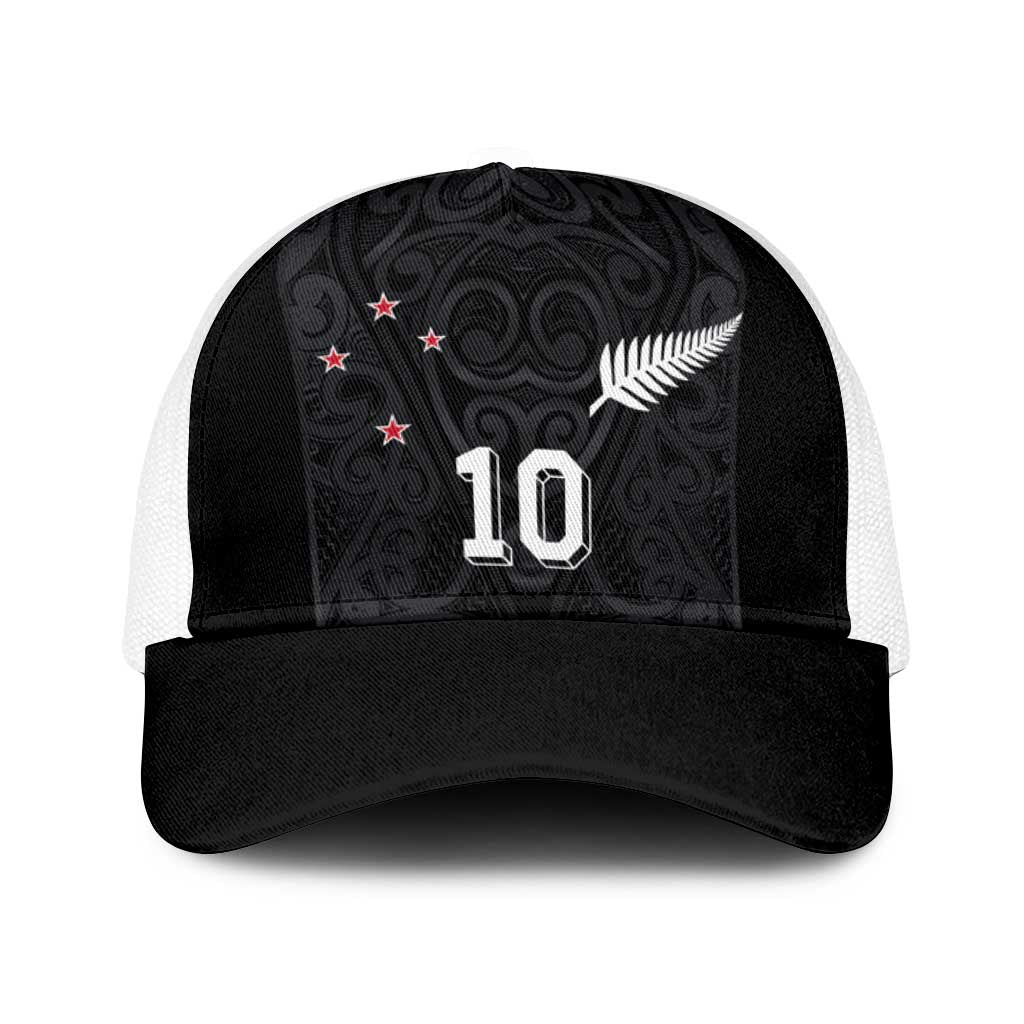 Custom Aotearoa Rugby Baseball Net Cap Fern Blacks-Traditional Maori Motifs Design