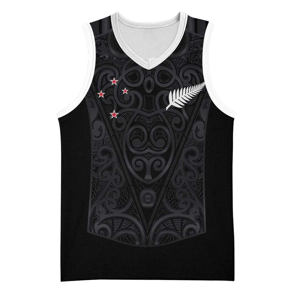 Custom Aotearoa Rugby Basketball Jersey Fern Blacks-Traditional Maori Motifs Design LT03 Unisex Black - Polynesian Pride