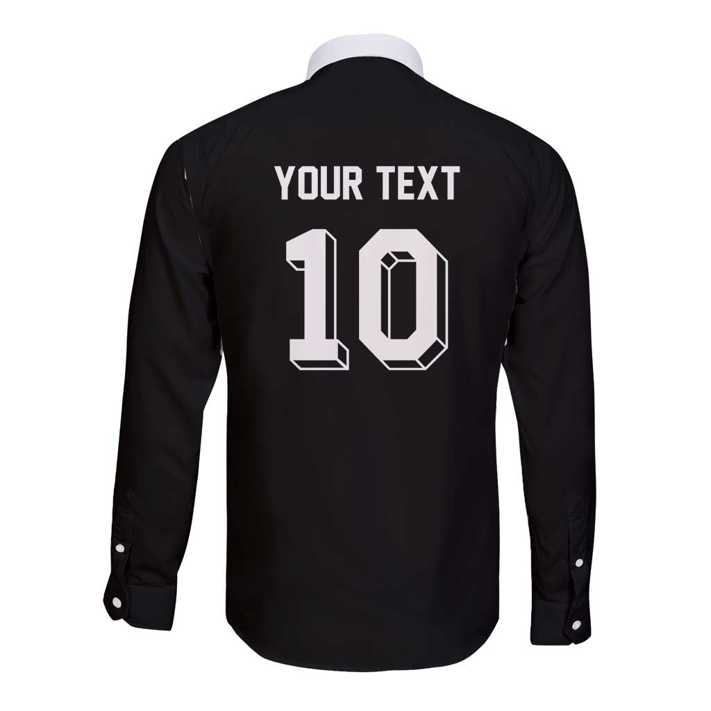 Custom Aotearoa Rugby Long Sleeve Button Shirt Fern Blacks-Traditional Maori Motifs Design
