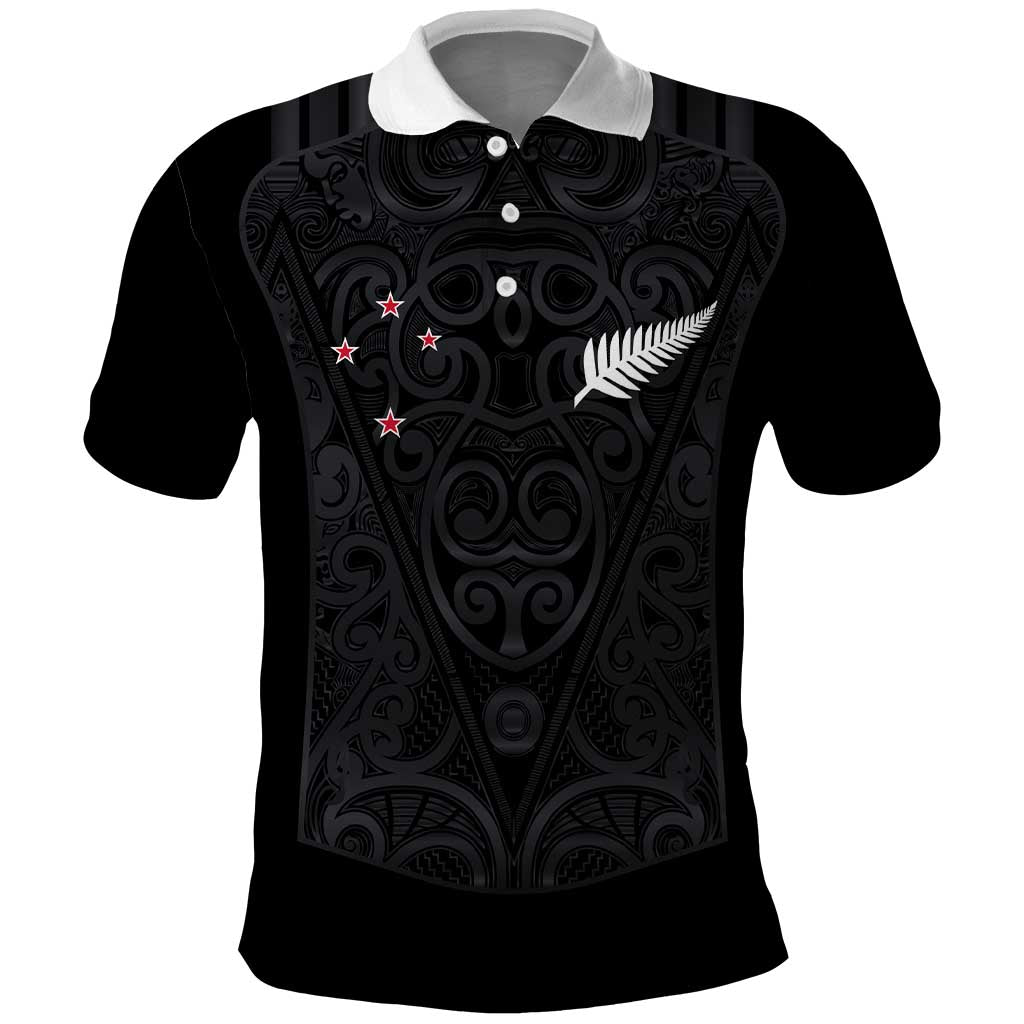Custom Aotearoa Rugby Polo Shirt Fern Blacks-Traditional Maori Motifs Design