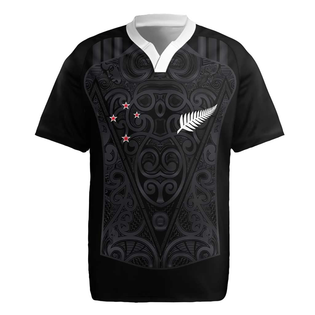 Custom Aotearoa Rugby Rugby Jersey Fern Blacks-Traditional Maori Motifs Design LT03 Black - Polynesian Pride