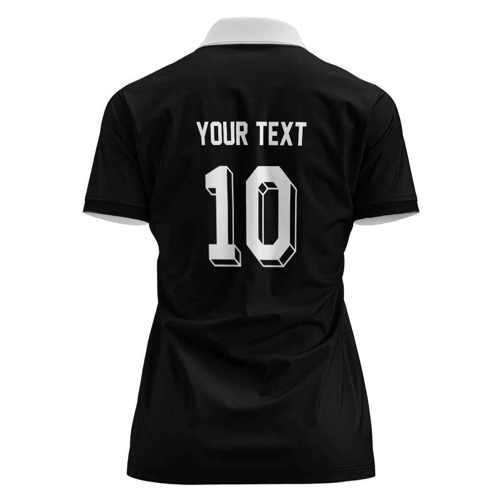 Custom Aotearoa Rugby Women Polo Shirt Fern Blacks-Traditional Maori Motifs Design