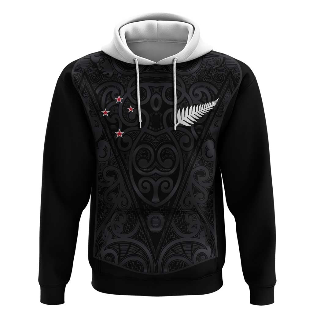 Custom Aotearoa Rugby Zip Hoodie Fern Blacks-Traditional Maori Motifs Design LT03 Pullover Hoodie Black - Polynesian Pride