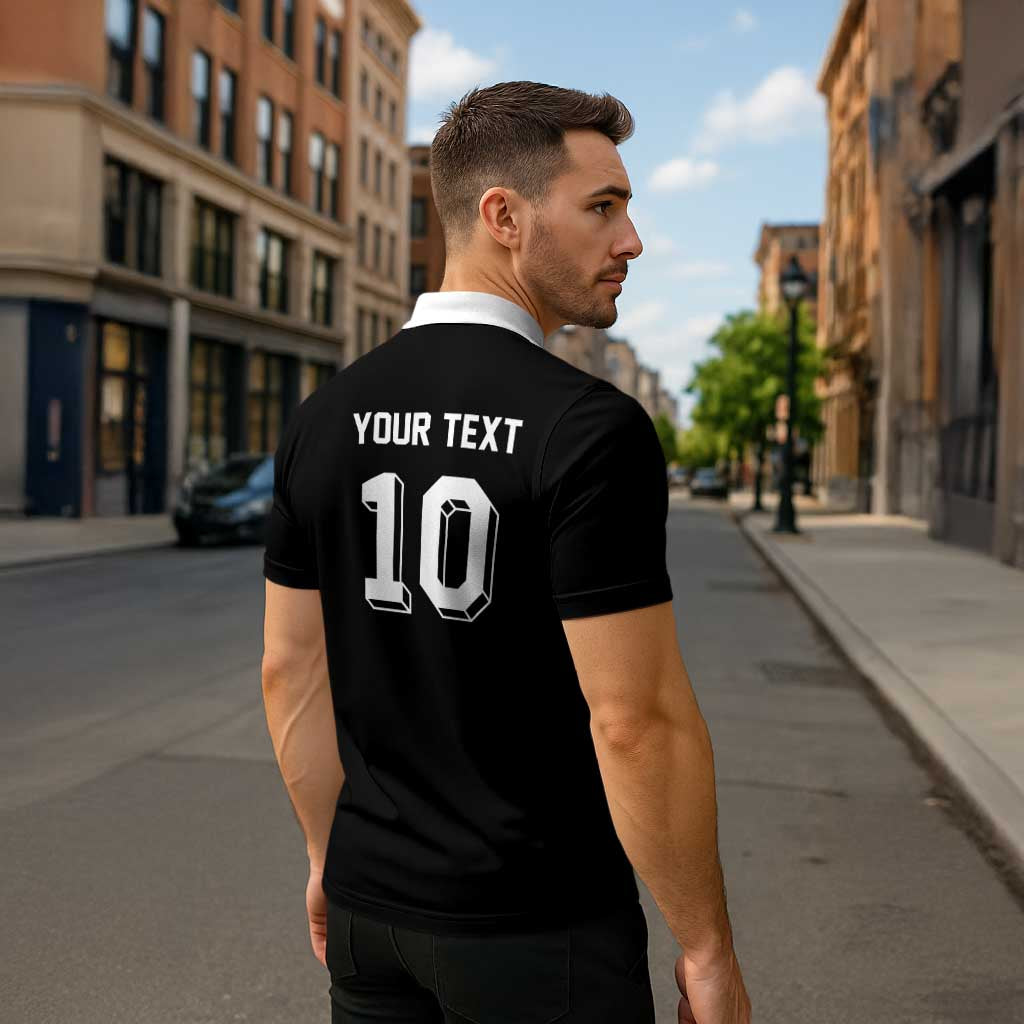 Custom Aotearoa Rugby Zipper Polo Shirt Fern Blacks-Traditional Maori Motifs Design