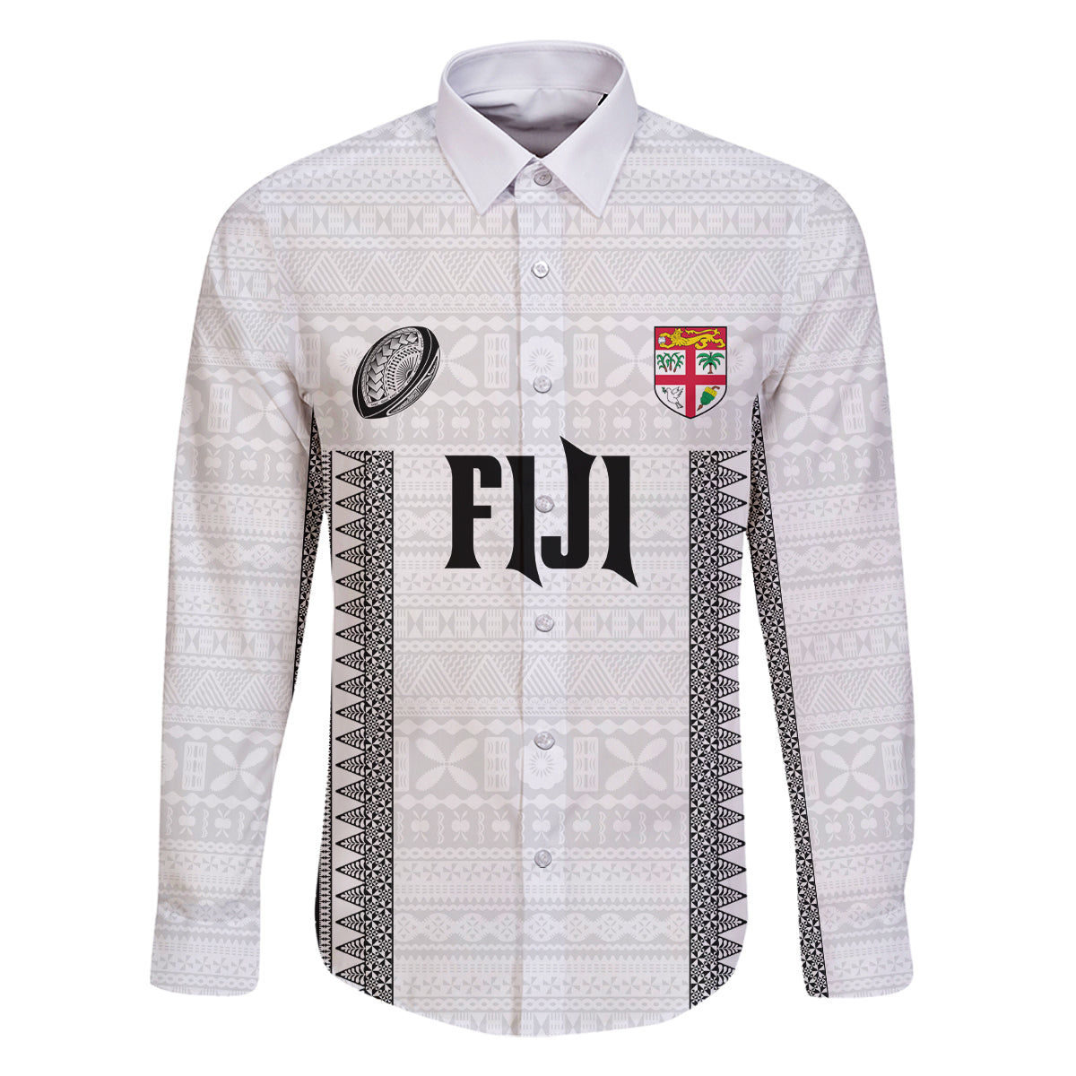 Fiji Rugby Warriors Family Matching Long Sleeve Bodycon Dress and Hawaiian Shirt Masi Tribal Pattern Go Champion 2024