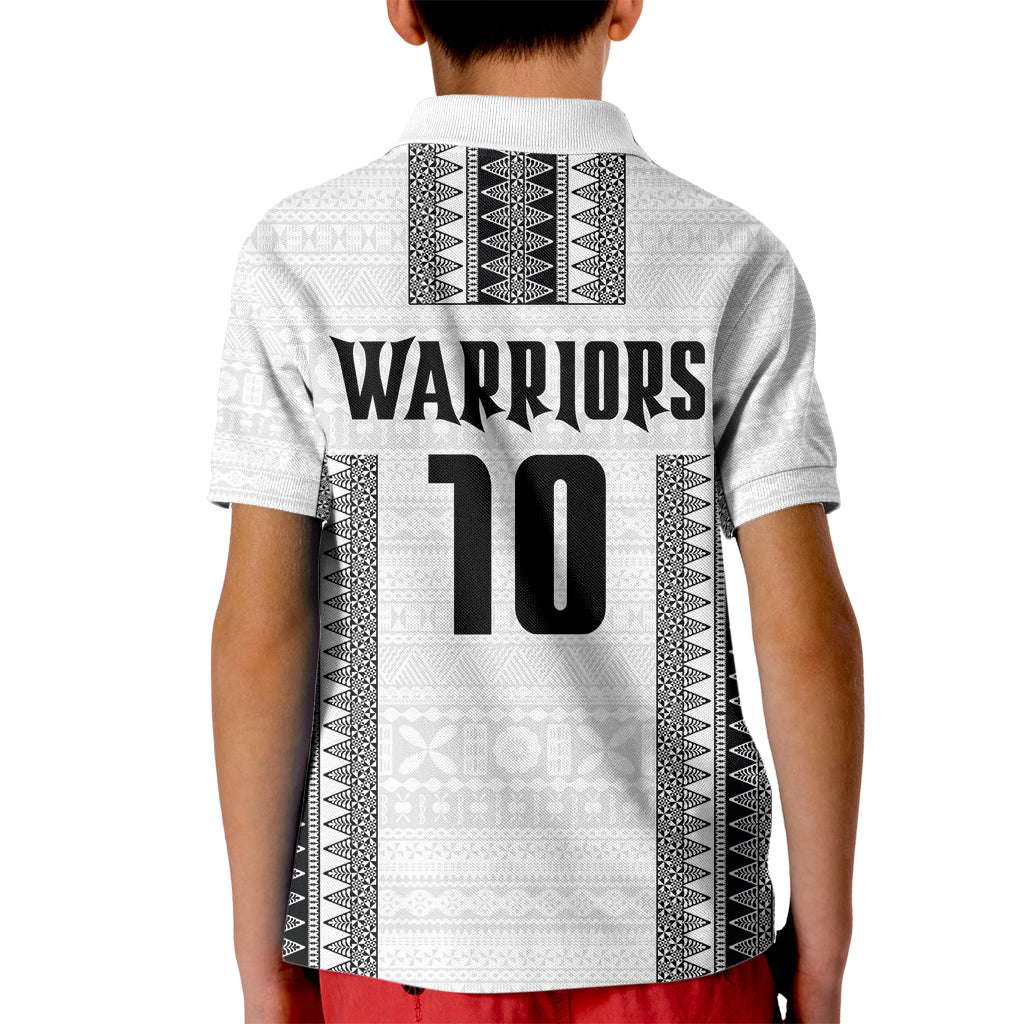 Fiji Rugby Warriors Kid Polo Shirt Masi Tribal Pattern Go Champion 2024