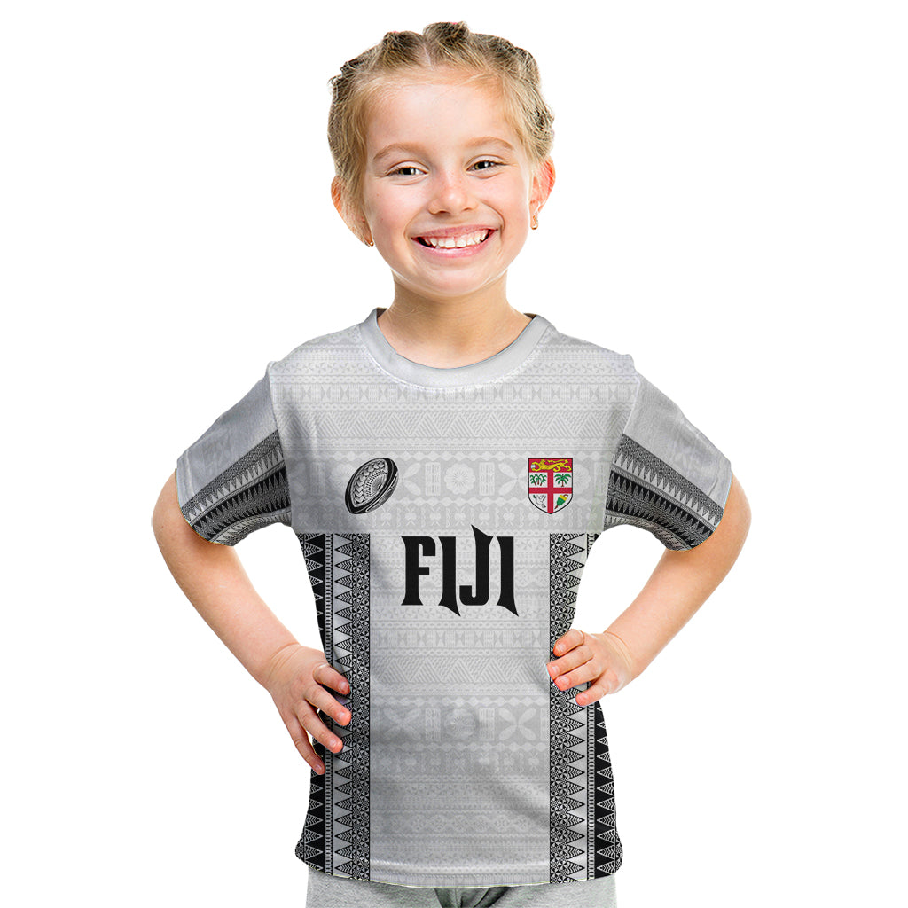 Fiji Rugby Warriors Kid T Shirt Masi Tribal Pattern Go Champion 2024