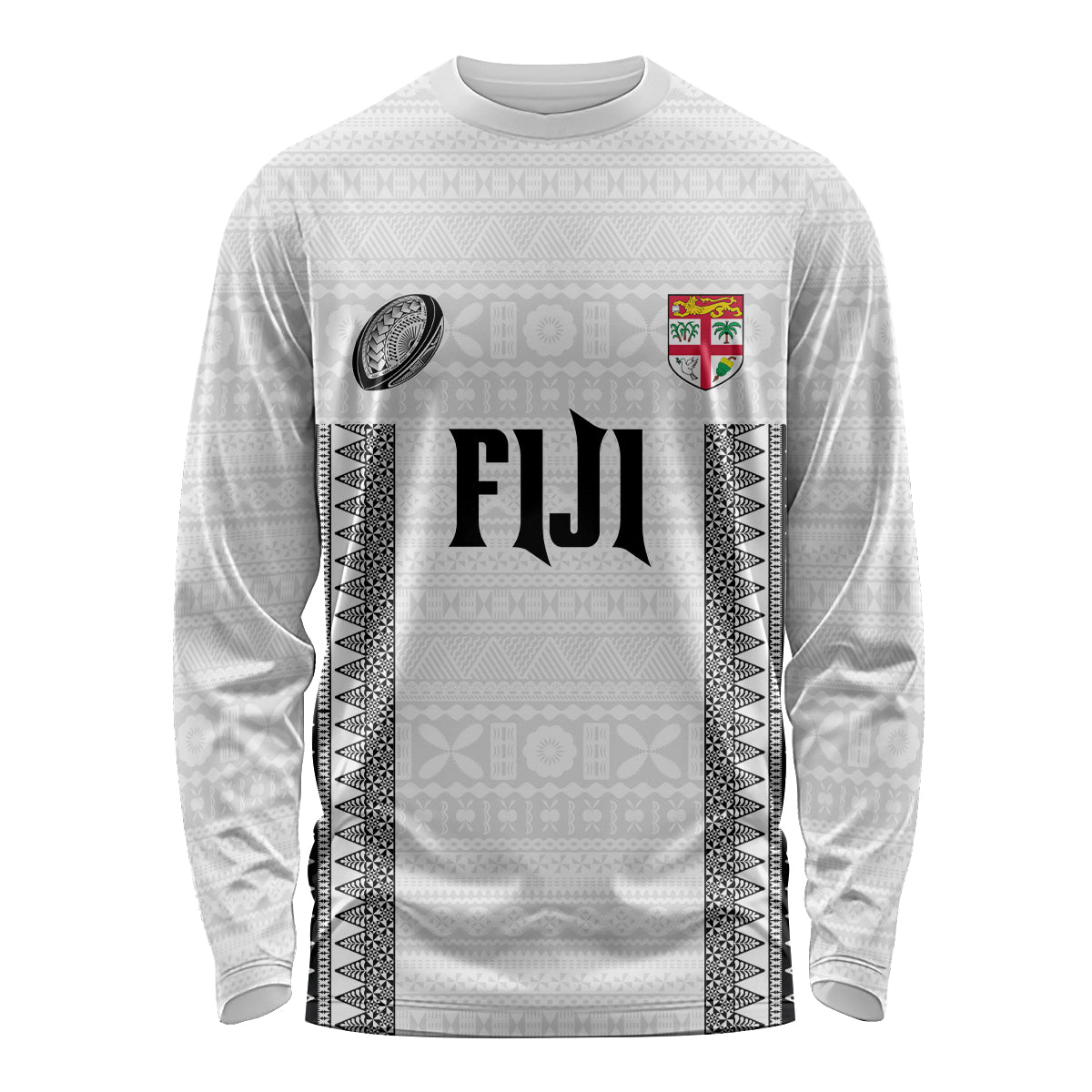 Fiji Rugby Warriors Long Sleeve Shirt Masi Tribal Pattern Go Champion 2024 LT03 Unisex White - Polynesian Pride