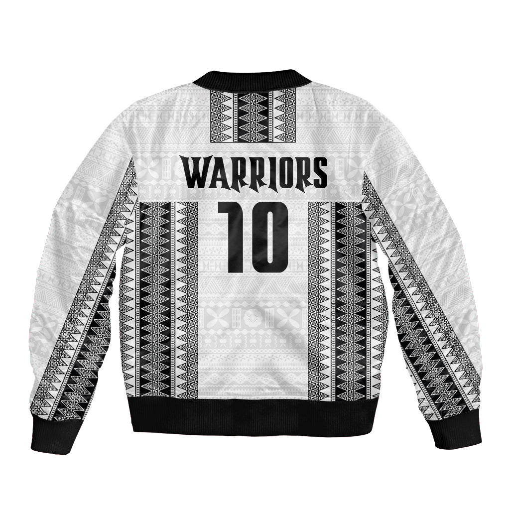 Fiji Rugby Warriors Sleeve Zip Bomber Jacket Masi Tribal Pattern Go Champion 2024