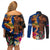 Hawaii and Samoa Together Couples Matching Off Shoulder Short Dress and Long Sleeve Button Shirt Samoan Warrior and Beauty Hula Girl