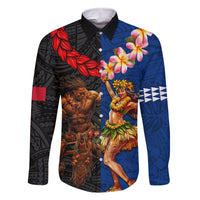 Hawaii and Samoa Together Family Matching Tank Maxi Dress and Hawaiian Shirt Samoan Warrior and Beauty Hula Girl