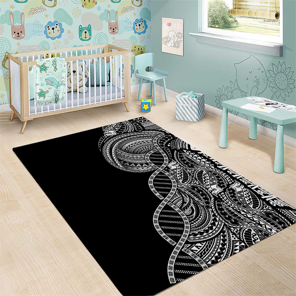 Samoan DNA Art Tattoo Area Rug Polynesian Pattern Black Color LT03 - Polynesian Pride
