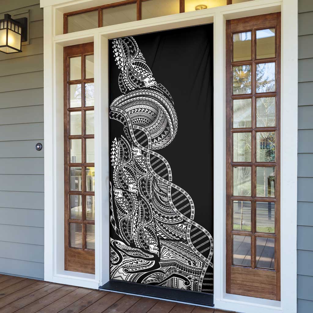Samoan DNA Art Tattoo Door Cover Polynesian Pattern Black Color