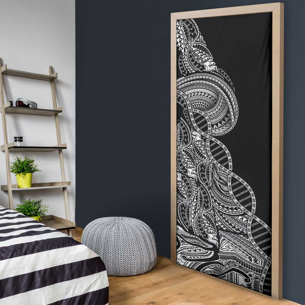 Samoan DNA Art Tattoo Door Cover Polynesian Pattern Black Color