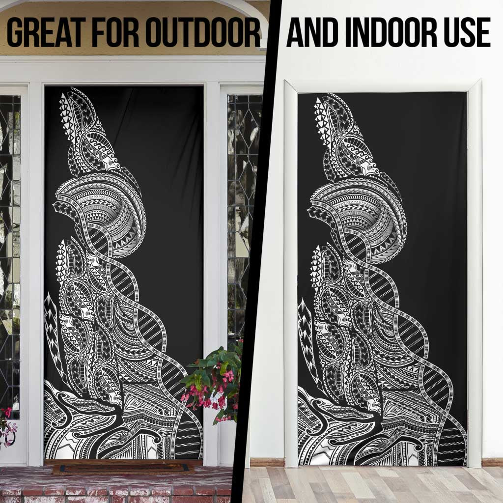 Samoan DNA Art Tattoo Door Cover Polynesian Pattern Black Color
