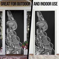 Samoan DNA Art Tattoo Door Cover Polynesian Pattern Black Color