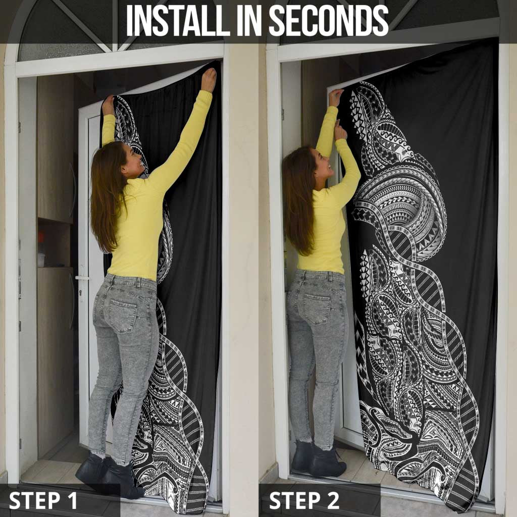 Samoan DNA Art Tattoo Door Cover Polynesian Pattern Black Color