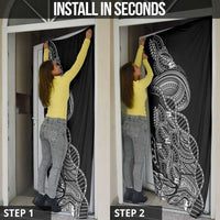 Samoan DNA Art Tattoo Door Cover Polynesian Pattern Black Color