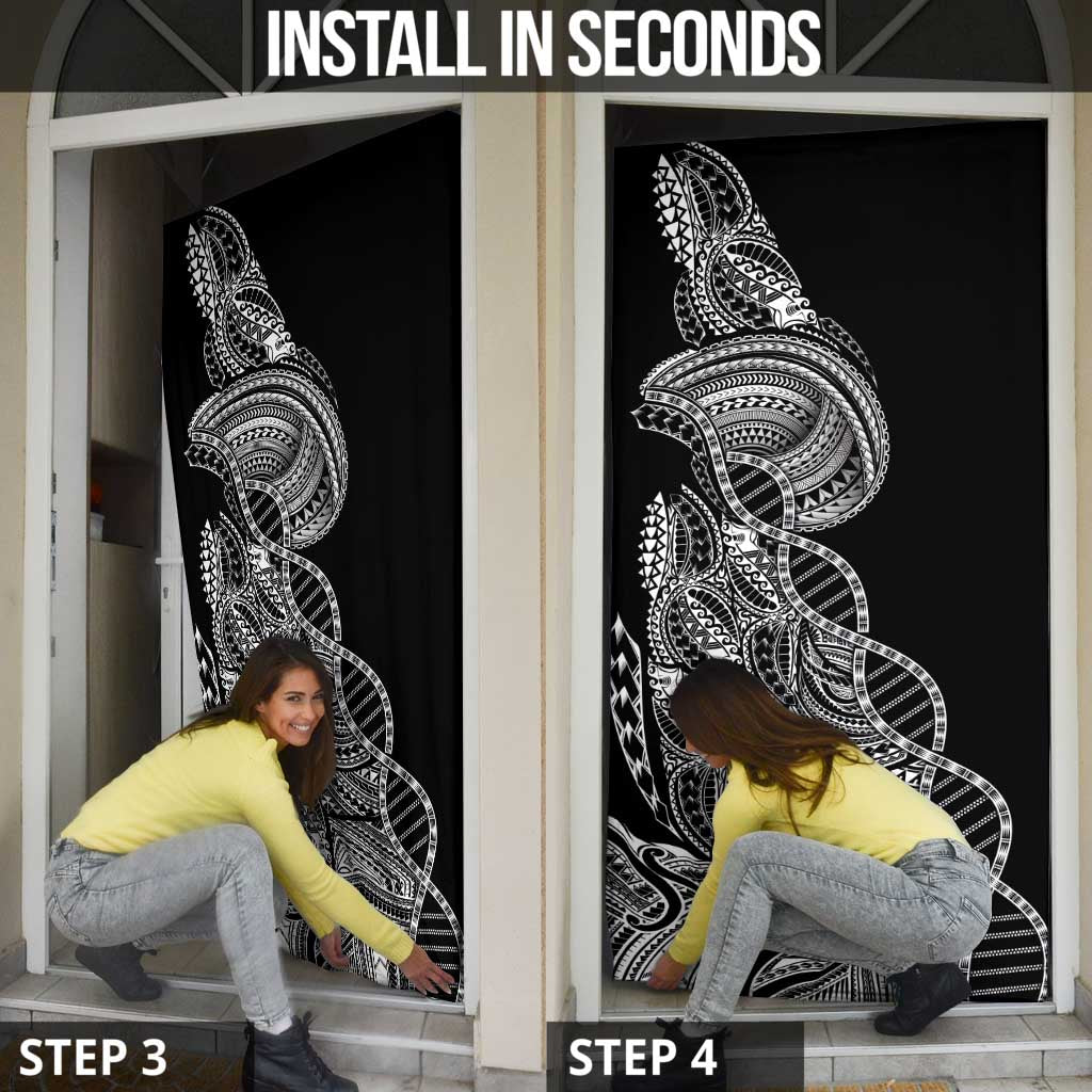 Samoan DNA Art Tattoo Door Cover Polynesian Pattern Black Color