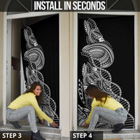 Samoan DNA Art Tattoo Door Cover Polynesian Pattern Black Color
