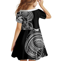 Samoan DNA Art Tattoo Family Matching Long Sleeve Bodycon Dress and Hawaiian Shirt Polynesian Pattern Black Color LT03 - Polynesian Pride