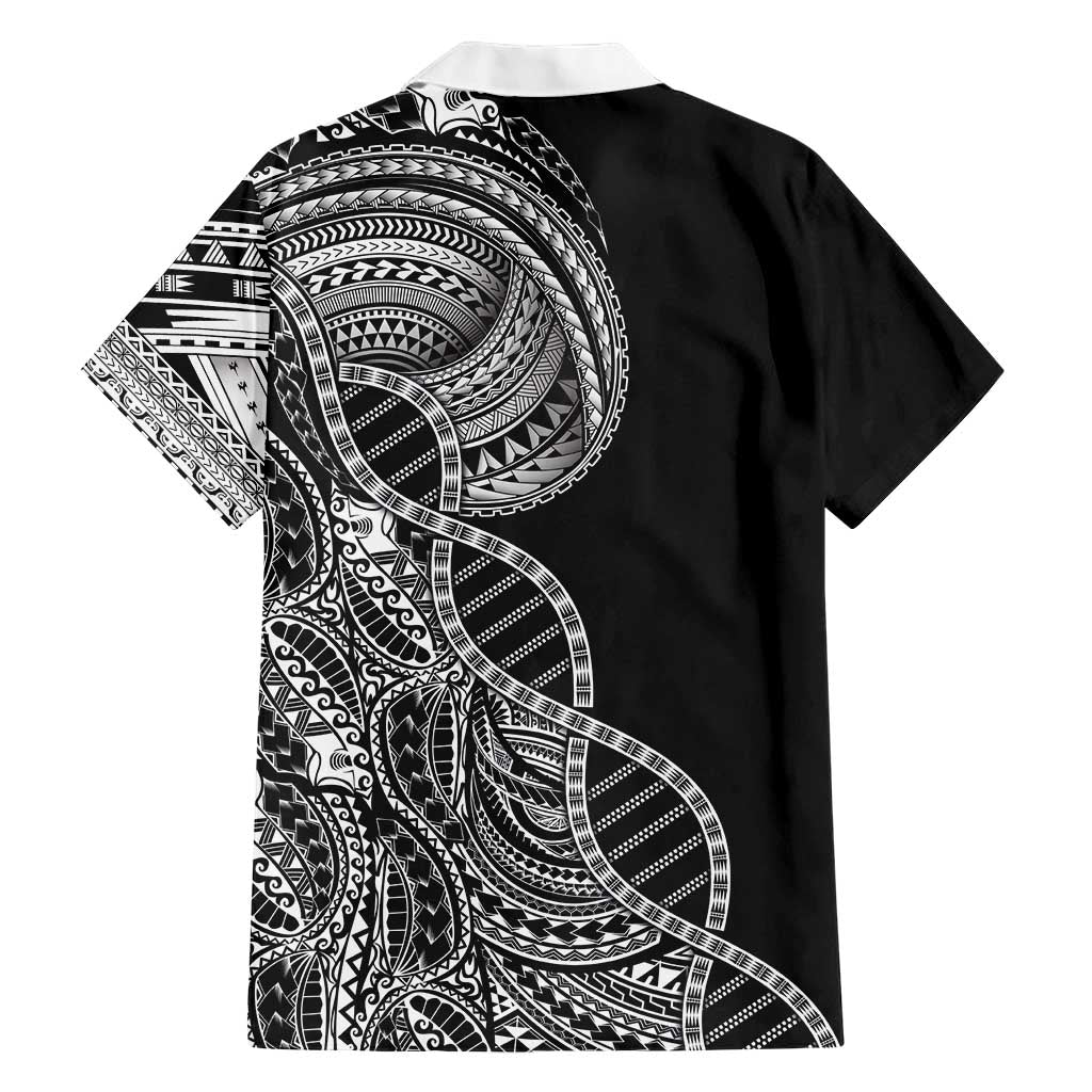 Samoan DNA Art Tattoo Family Matching Summer Maxi Dress and Hawaiian Shirt Polynesian Pattern Black Color LT03 - Polynesian Pride