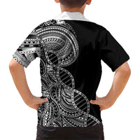 Samoan DNA Art Tattoo Family Matching Tank Maxi Dress and Hawaiian Shirt Polynesian Pattern Black Color LT03 - Polynesian Pride