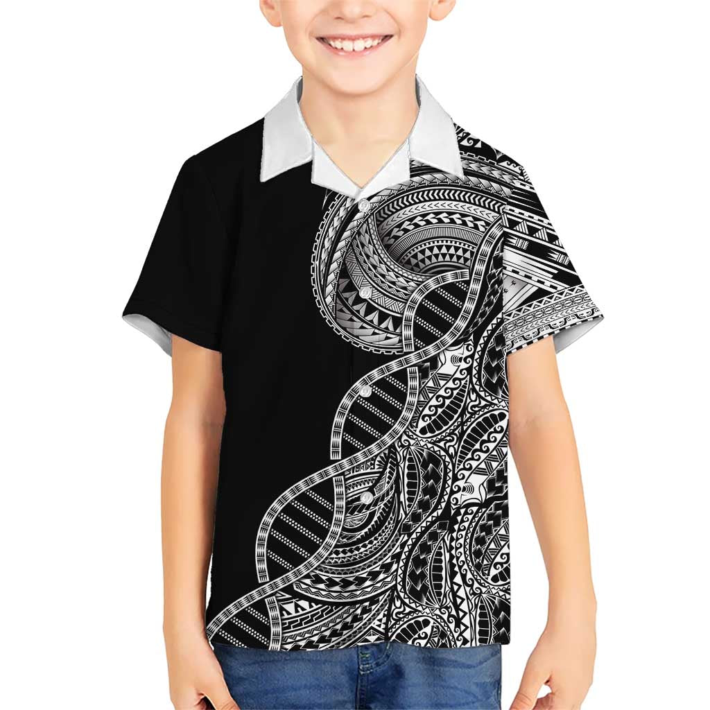 Samoan DNA Art Tattoo Family Matching Tank Maxi Dress and Hawaiian Shirt Polynesian Pattern Black Color LT03 Son's Shirt Black - Polynesian Pride