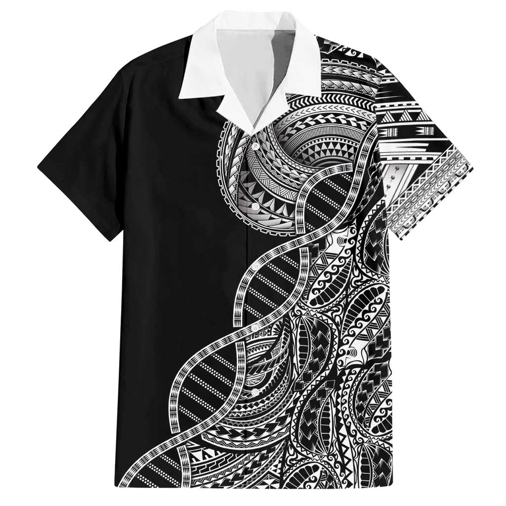 Samoan DNA Art Tattoo Hawaiian Shirt Polynesian Pattern Black Color