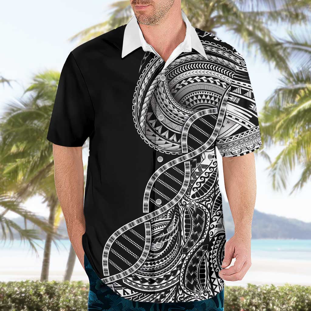 Samoan DNA Art Tattoo Hawaiian Shirt Polynesian Pattern Black Color