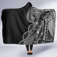 Samoan DNA Art Tattoo Hooded Blanket Polynesian Pattern Black Color