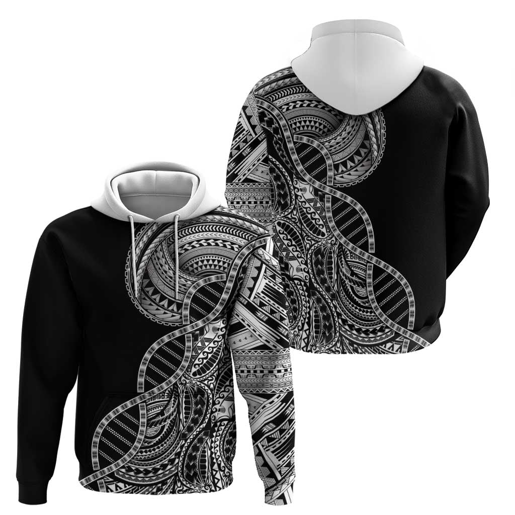 Samoan DNA Art Tattoo Hoodie Polynesian Pattern Black Color LT03 - Polynesian Pride