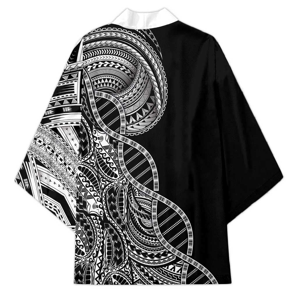 Samoan DNA Art Tattoo Kimono Polynesian Pattern Black Color
